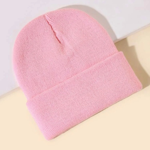 Baby Pink Knit Beanie Hat - Picture 1 of 6